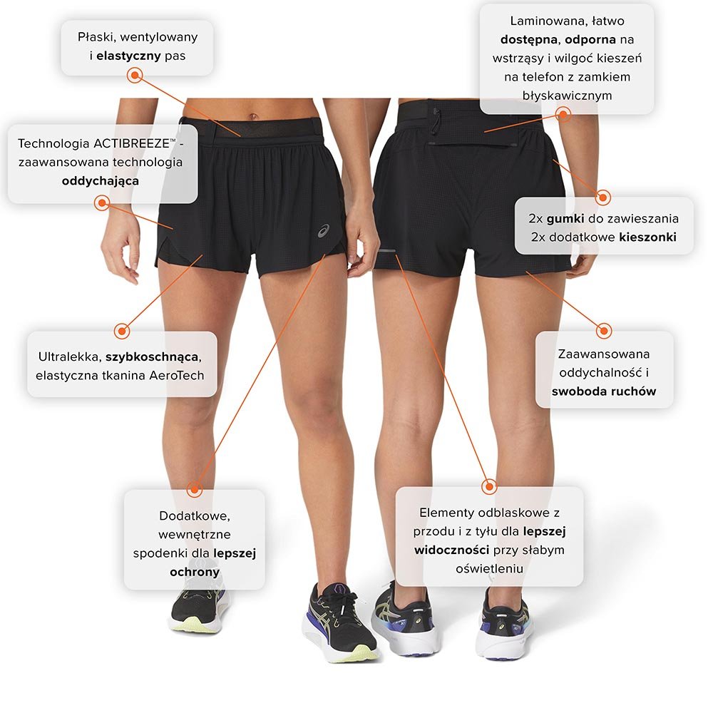 Pantaloni scurți Asics Metarun Split în negru