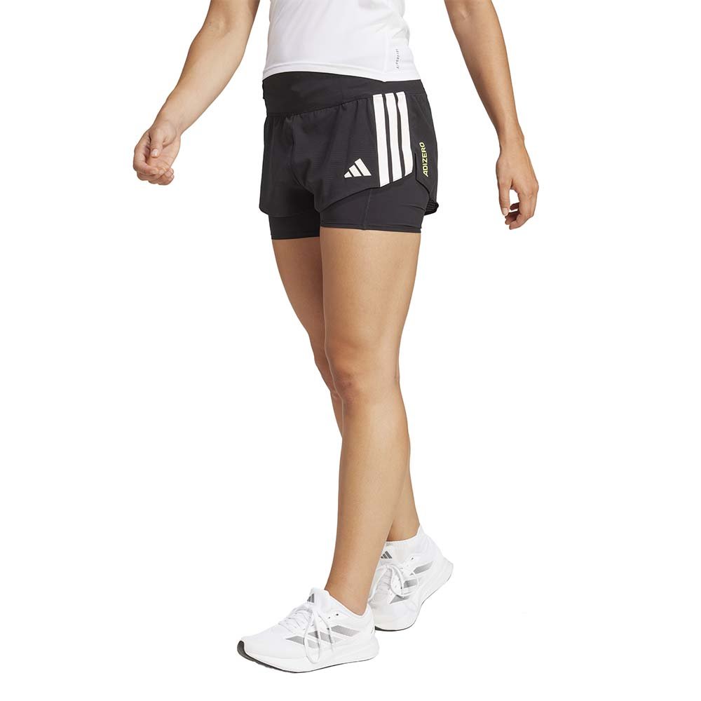 Pantaloni scurți adidas Adizero Running 2 în 1 în negru