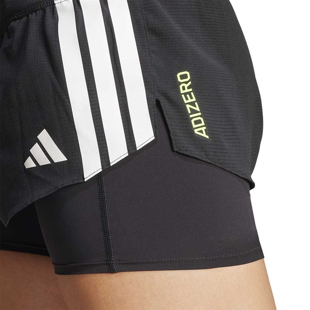 Pantaloni scurți adidas Adizero Running 2 în 1 în negru