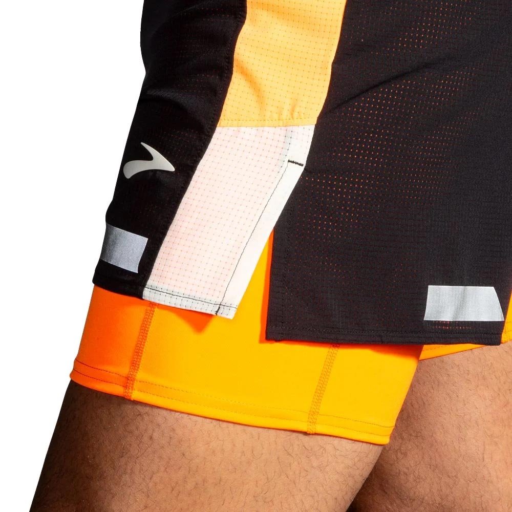 Scurt Brooks Run Visible 4 2in1 2.0 M Negru și Portocaliu