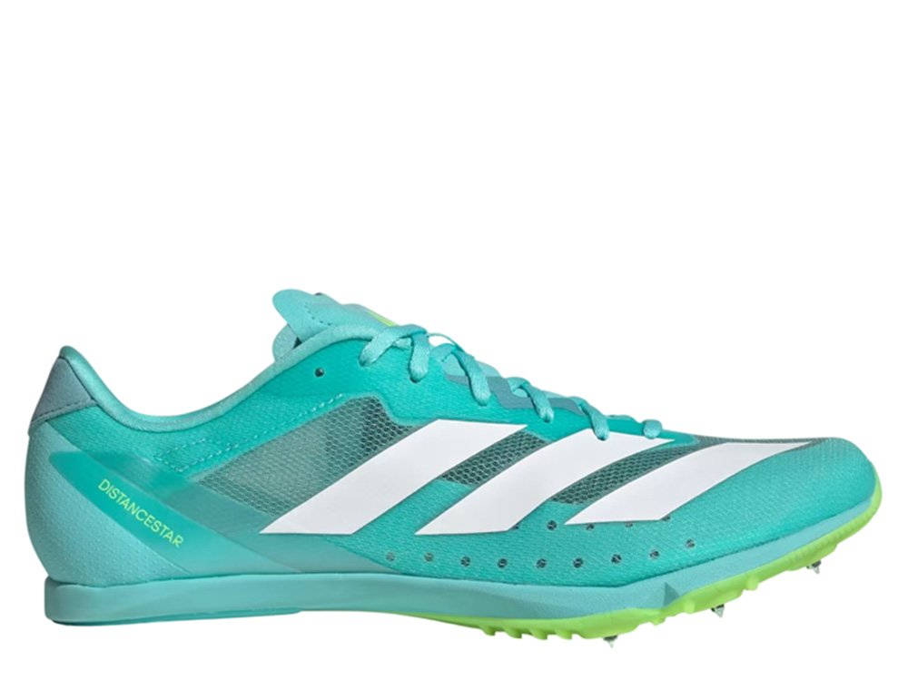 Kolce do biegania adidas Distancestar M Turkusowo-Białe