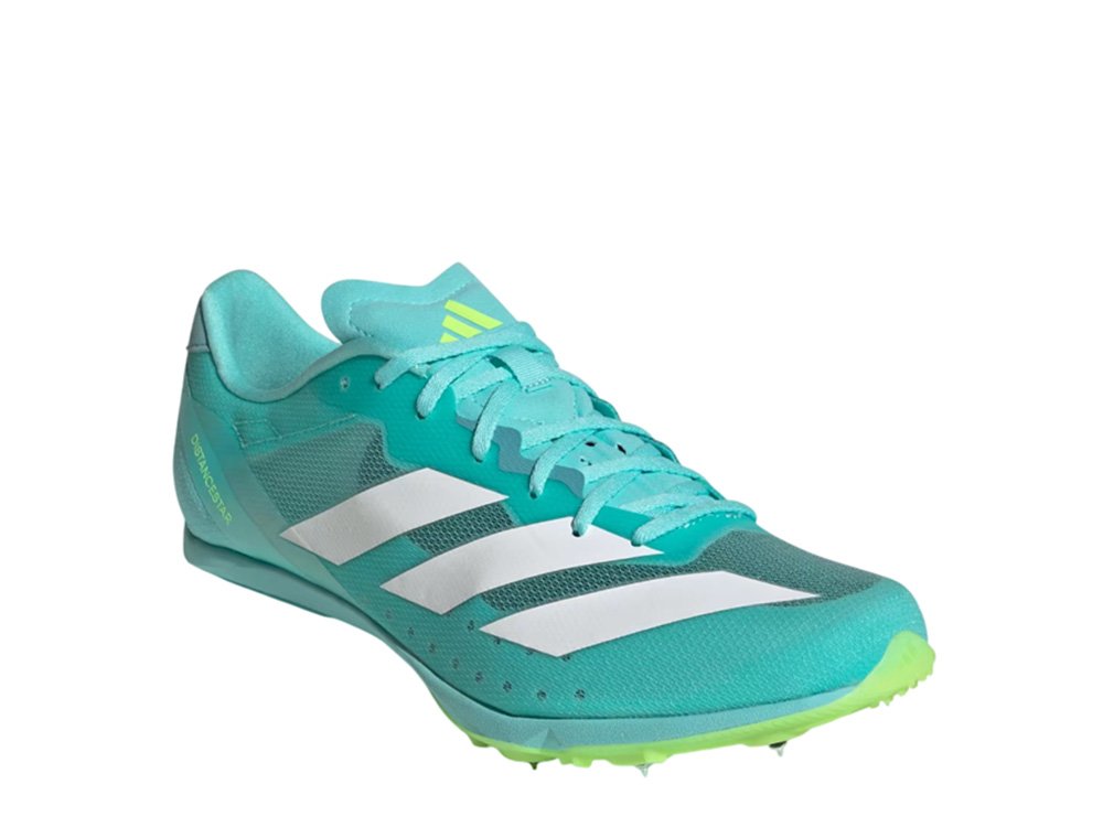 Kolce do biegania adidas Distancestar M Turkusowo-Białe