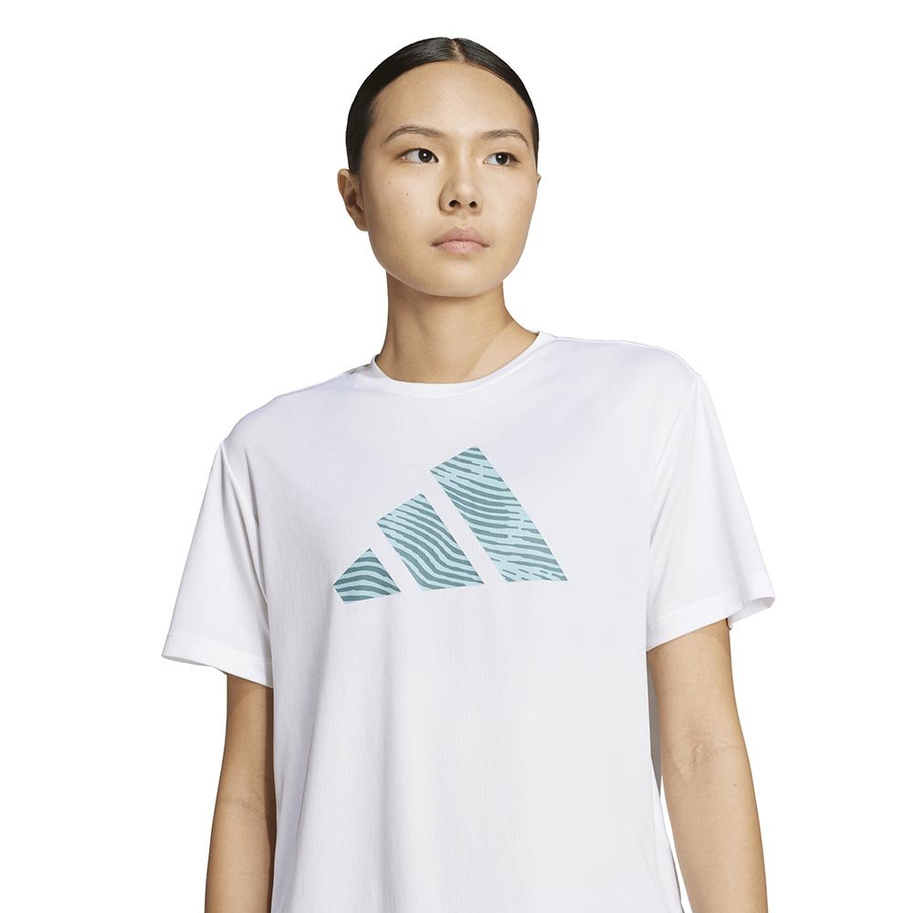 Tricou adidas Adi365 Running Essentials Brand Love pentru femei, alb și albastru