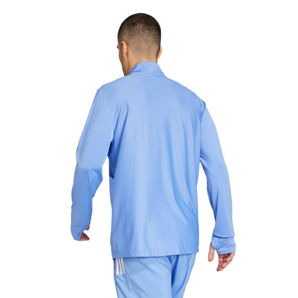 Hanorac adidas Own The Run cu fermoar pe jumătate, albastru