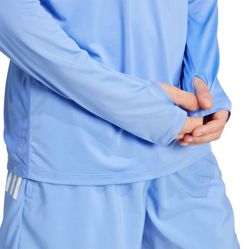 Hanorac adidas Own The Run cu fermoar pe jumătate, albastru