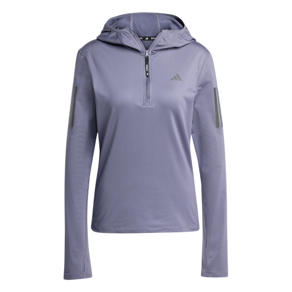 adidas Own The Run Winterized Hooded Half-Zip Sweatshirt, Purple