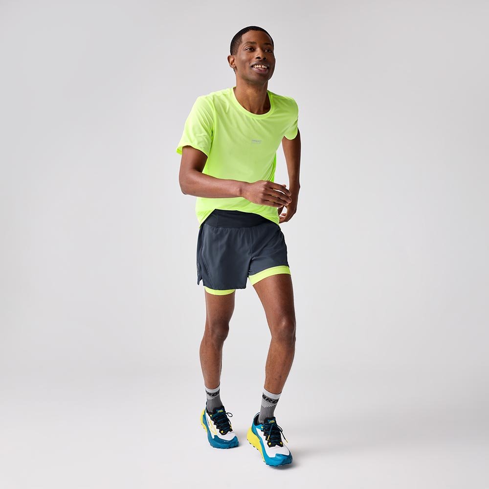 Spodenki Brooks High Point 5in 2-in-1 Short 2.0 M Granatowo-Limonkowe