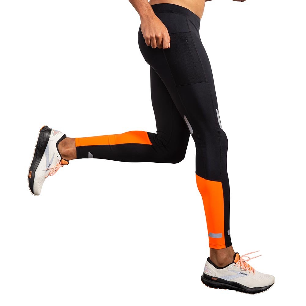 Legginsy Brooks Run Visible Tight 2.0 M Czarno-Pomarańczowe