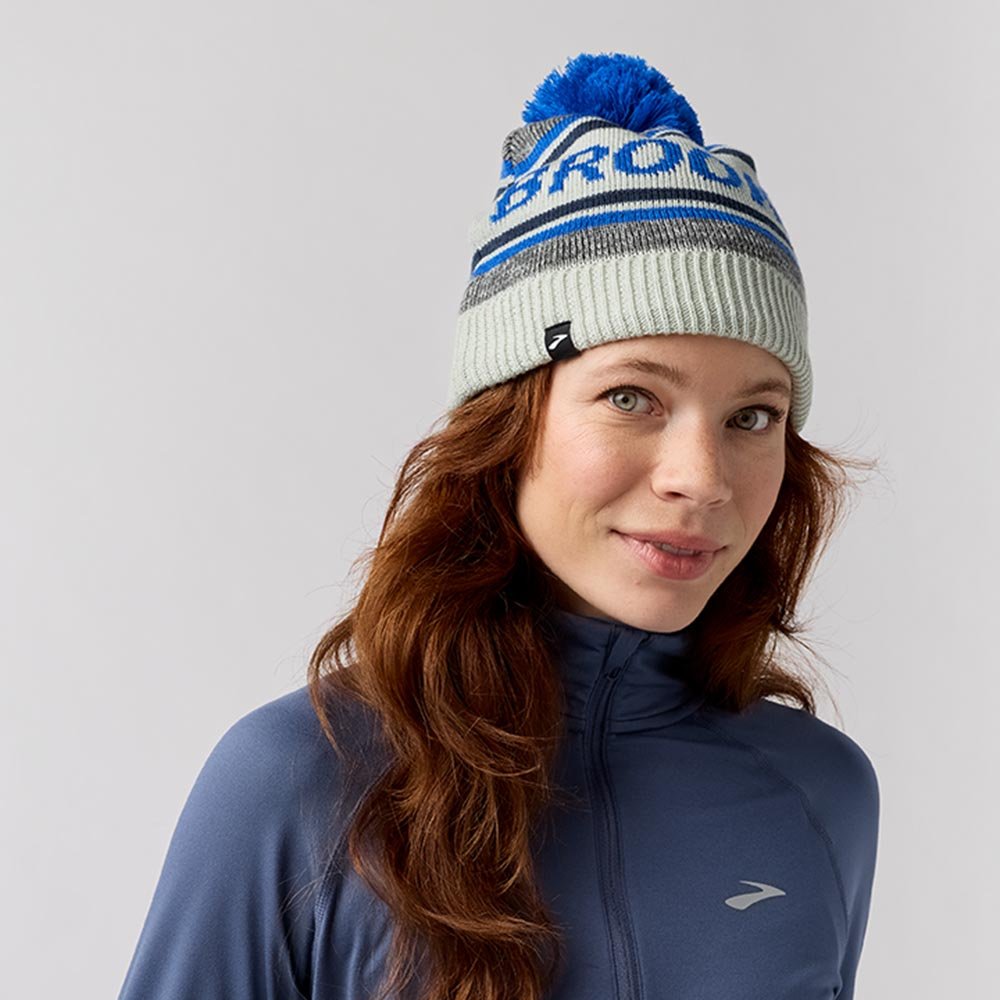 Czapka Brooks Heritage Pom Beanie U Niebiesko-Szara