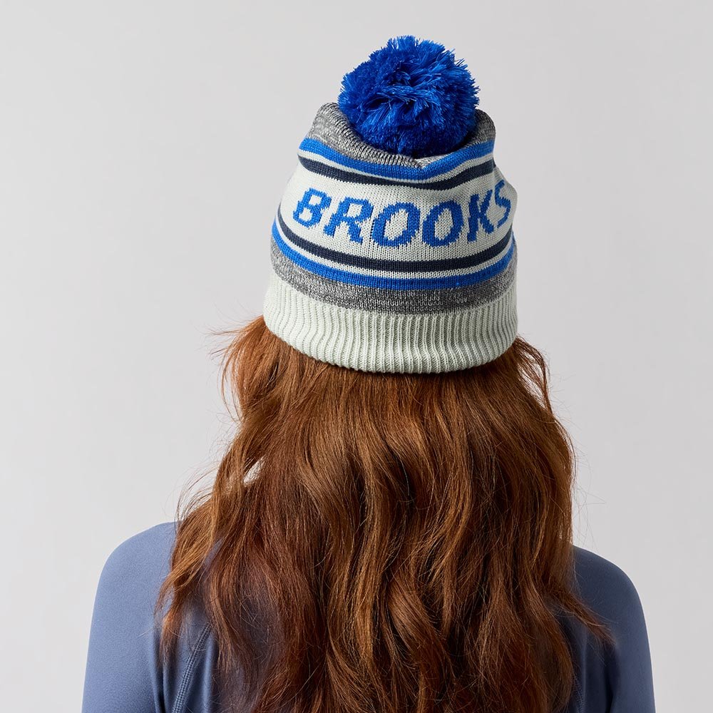 Czapka Brooks Heritage Pom Beanie U Niebiesko-Szara