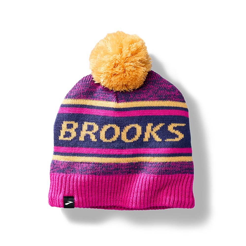 Brooks Heritage Pom Beanie U Pink and Orange