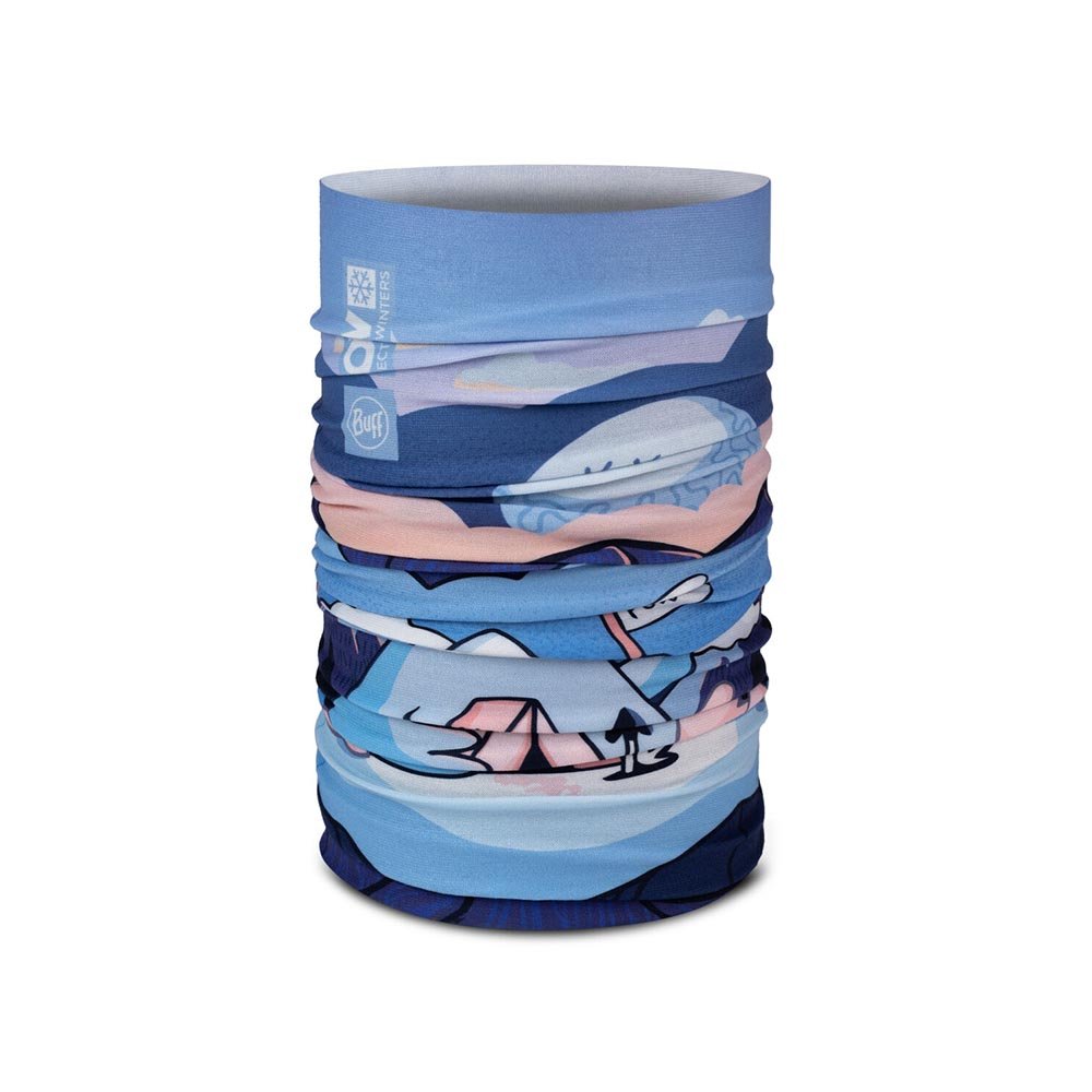 Bandană Buff Original Ecostretch Pow Riam Blue U pentru tineri, albastru-roz