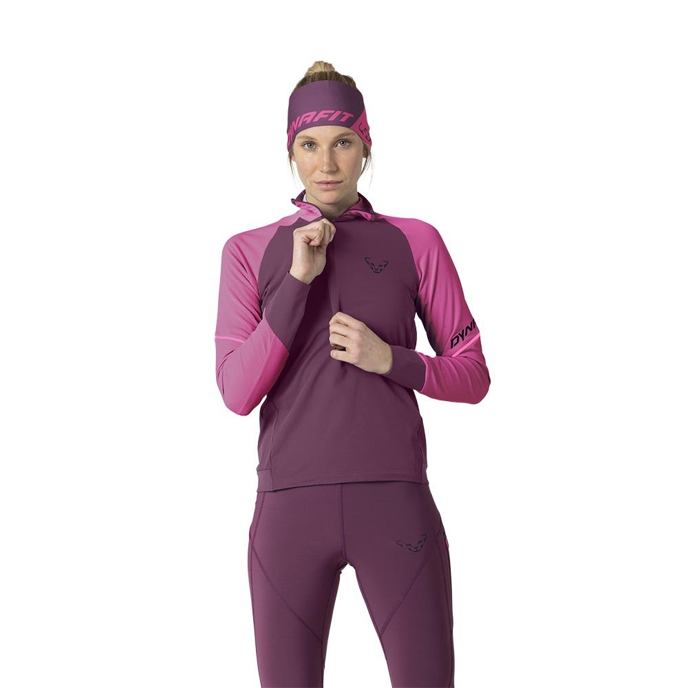 Koszulka Dynafit Alpine Longsleeve 1/2 Zip Tee W Różowo-Burgundowa