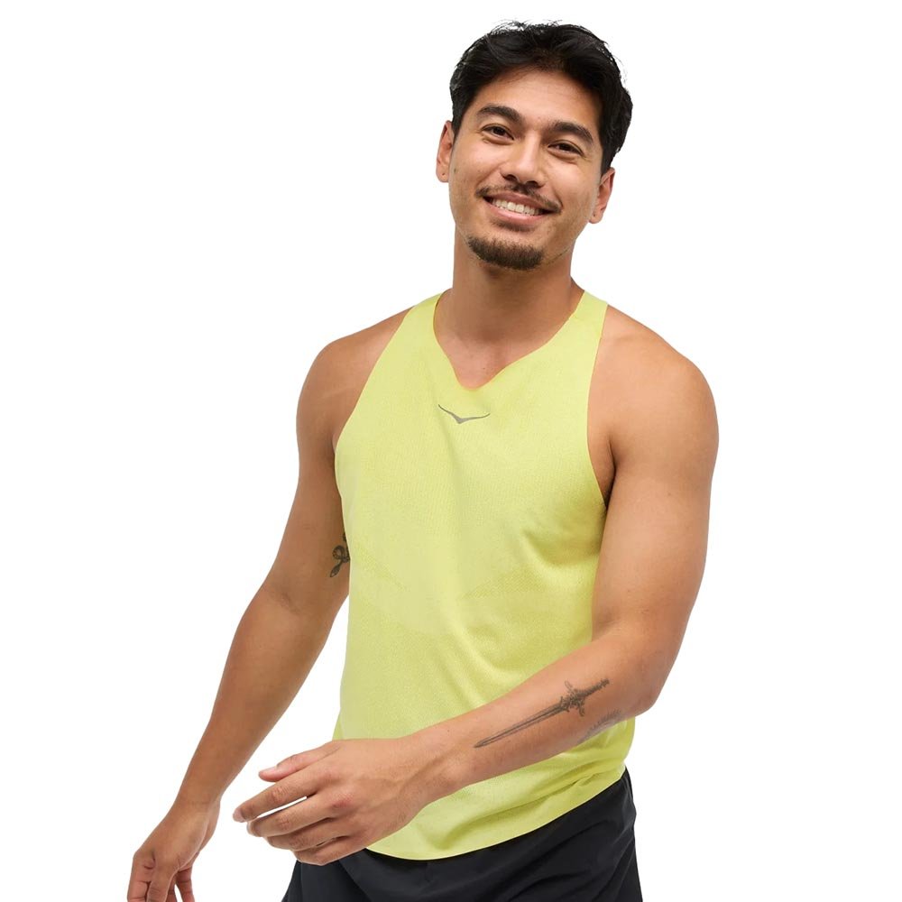 Koszulka Hoka Race Singlet M Limonkowa