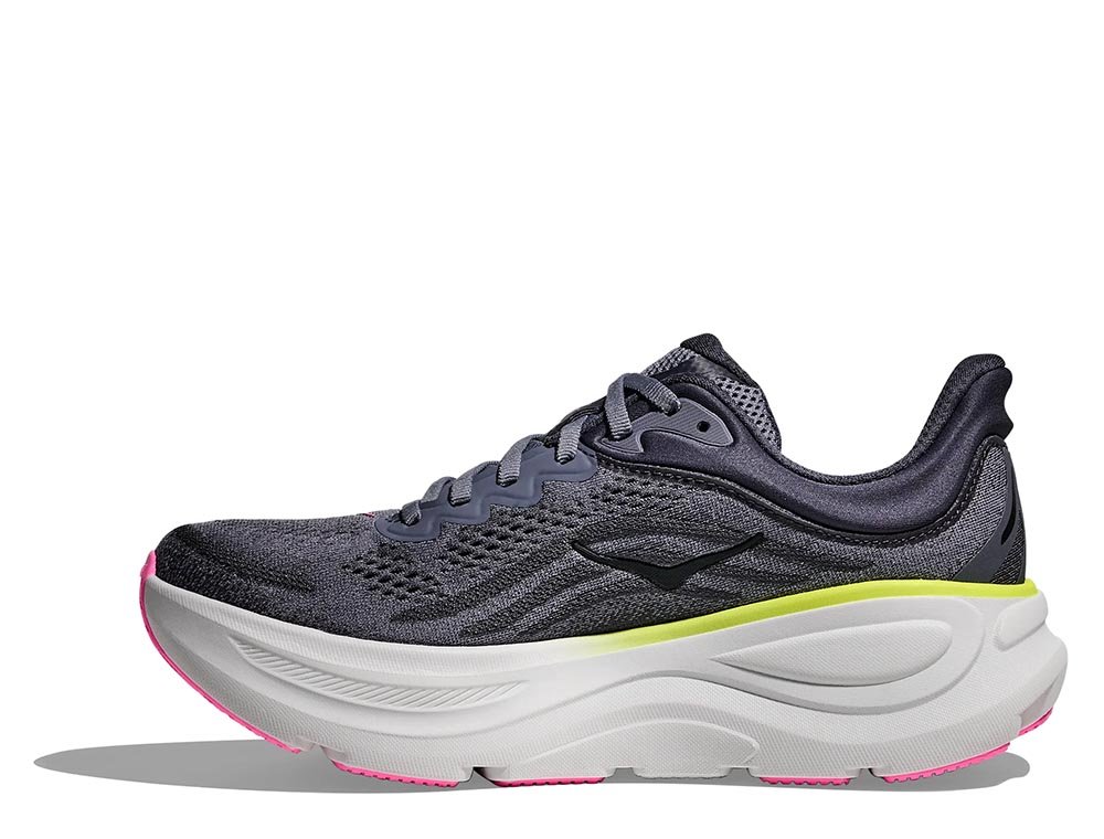 Hoka Bondi 9 W Shoes Gray and Lime