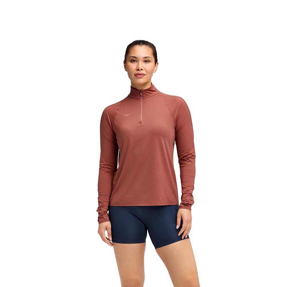 Hoka GlideTech Quarter Zip T-Shirt W Bright Red