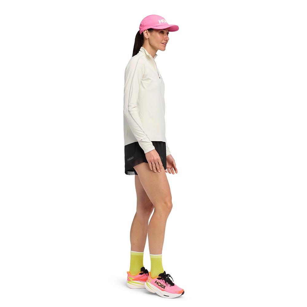 Tricou Hoka GlideTech cu fermoar pe un sfert, femei, alb