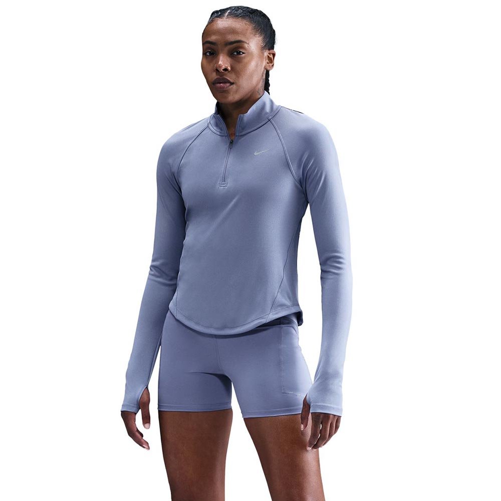 Koszulka Nike Tempo Swoosh Run Dri-FIT 1/4-Zip Top W Niebiesko-Biała