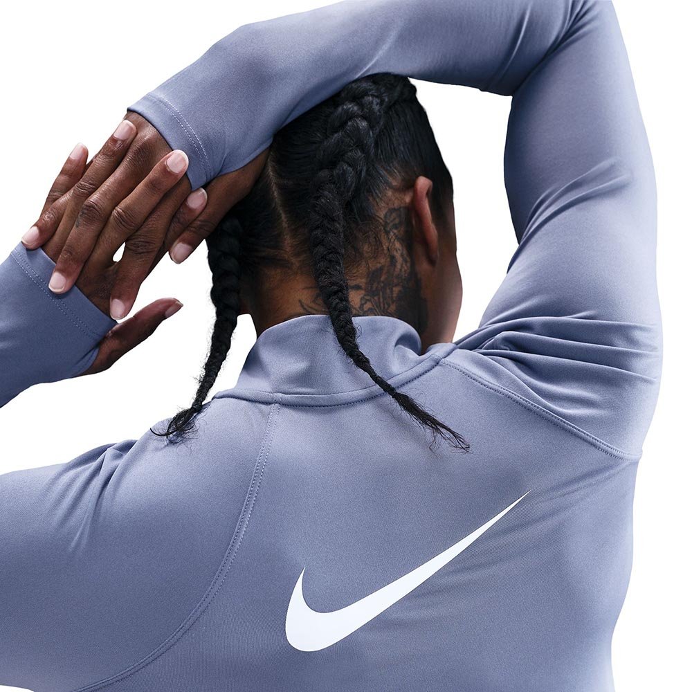 Koszulka Nike Tempo Swoosh Run Dri-FIT 1/4-Zip Top W Niebiesko-Biała