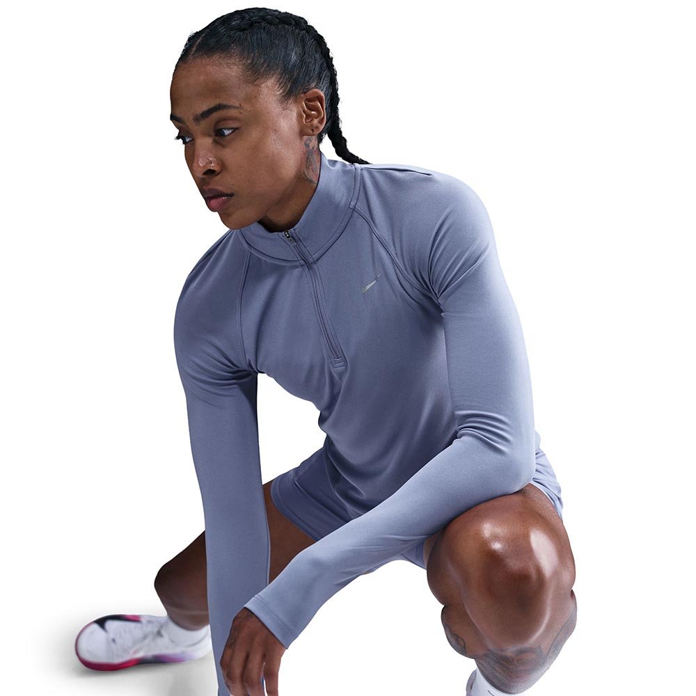 Koszulka Nike Tempo Swoosh Run Dri-FIT 1/4-Zip Top W Niebiesko-Biała