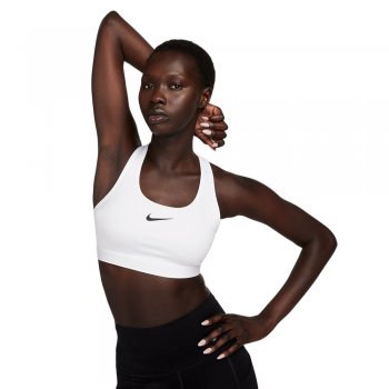nike swoosh medium support bra w white