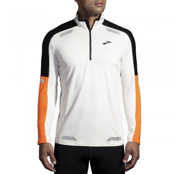brooks run visible 1/2 zip 2.0 m white/orange sweatshirt