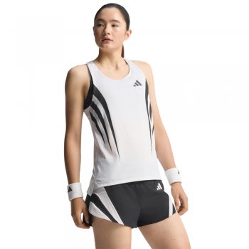 adidas adizero archive running singlet w white and black