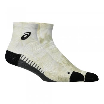 asics performance run quarter sock u white-green socks