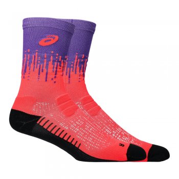 asics performance run sock crew u purple-coral socks