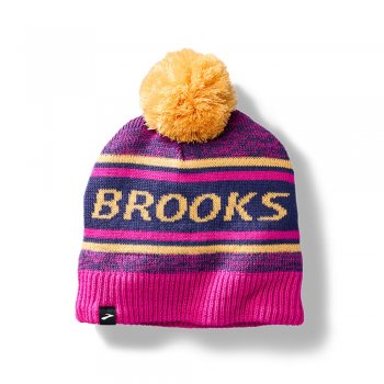 brooks heritage pom beanie u pink and orange
