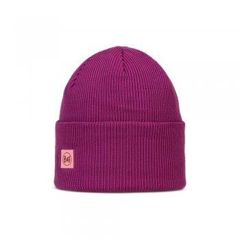 buff crossknit beanie solid orchid u fuchsia