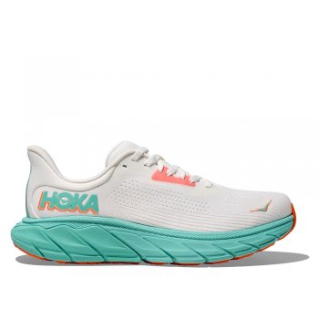 hoka arahi 7 w white and turquoise shoes