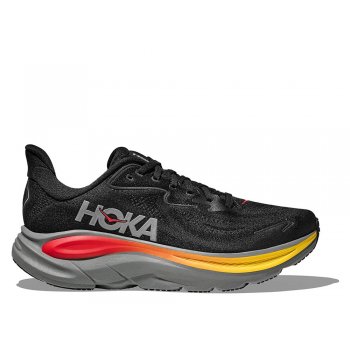 hoka clifton 10 m shoes black and orange