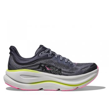hoka bondi 9 w shoes gray and lime