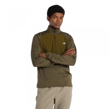 new balance athletics heat grid 1/2 zip m sweatshirt olive