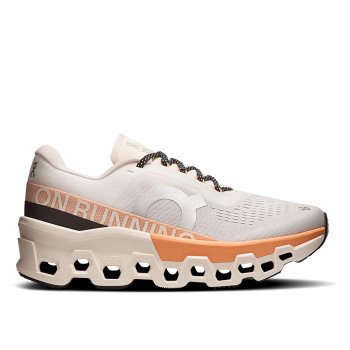 on cloudmonster 2 shoes in white and orange