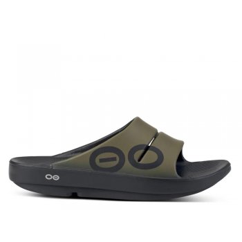 oofos ooahh sport tatical green u flip-flops verde-negru